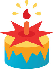 Cake with a fake candle explosion vector illustration