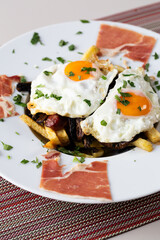Broken Eggs a typical Appetizer from Mediterranean Gastronomy, Braga, Portugal.