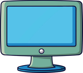 Colorful Computer Monitor Vector Illustration – High-Quality Minimalistic Cartoon Design with Vibrant Aesthetic, Sleek Lines, and Modern Look for Digital Workspaces and Technology