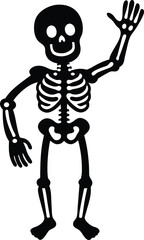 Cartoon skeleton waving silhouette illustration