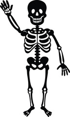 Cartoon skeleton waving silhouette illustration
