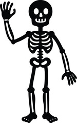 Cartoon skeleton waving silhouette illustration
