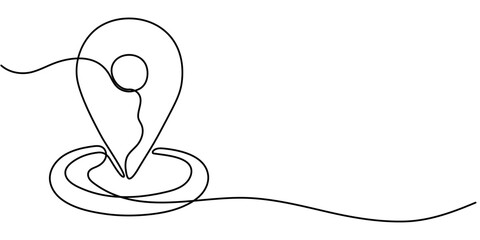 Geolocation icon vector illustration. Continuous one line drawing navigator, continuous one line google map point route directions and location outline vector art illustration, map pin icon. 