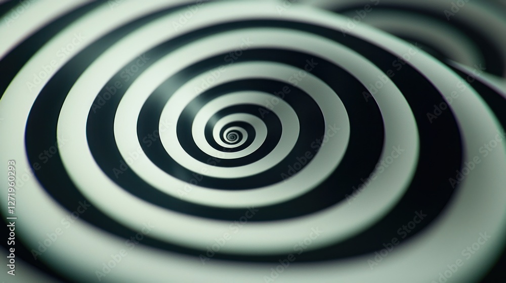 Poster abstract hypnotic spiral vortex: a mesmerizing grayscale design featuring concentric circles creatin