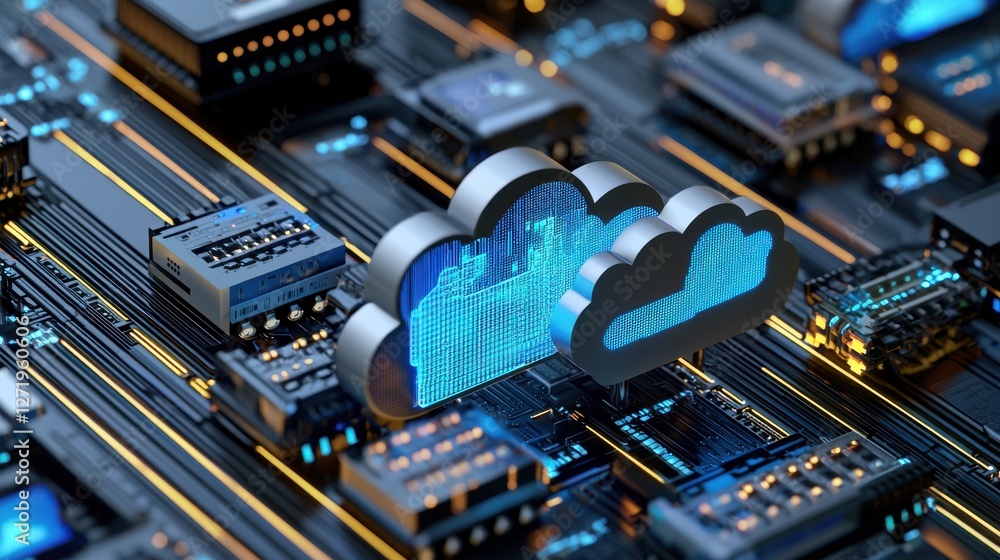 Aufkleber a computer chip with a cloud on it