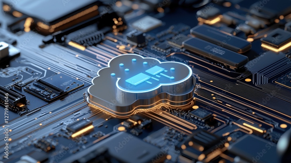 Aufkleber a computer chip with a cloud on it