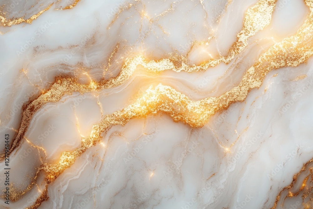 Poster white marble with golden veins creating a luxurious texture
