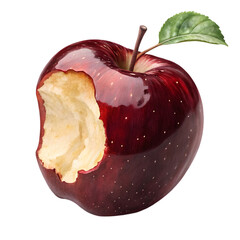 Juicy Red Apple Bite: High-Res Image isolated on transparent background