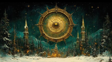 Magical Christmas Town with Celestial Compass