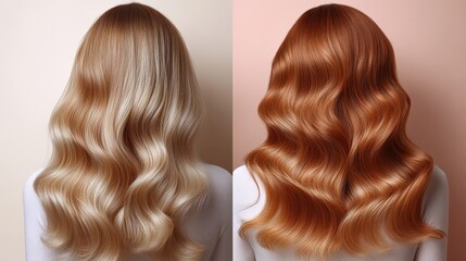Stylish Hair Transformation Showcasing Two Vibrant Colors and Curls Generative AI