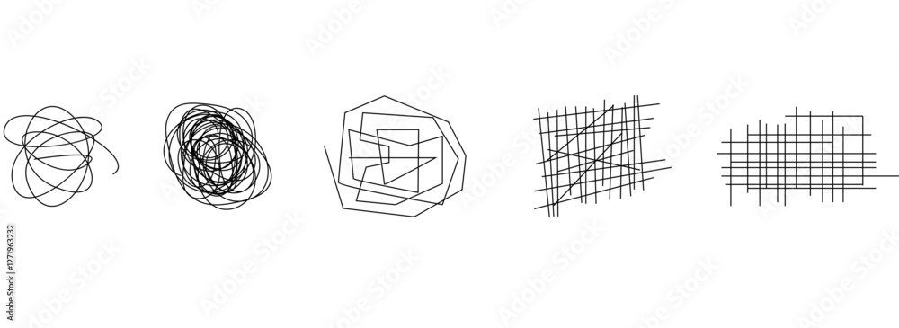 Aufkleber random chaotic scribble lines collection pencil art set. abstract random line scribble vector elemen