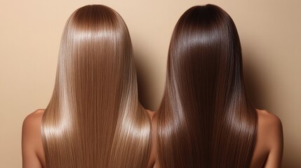 Fototapeta premium Comparison of Straight Hair Textures in Different Shades Under Bright Lighting Generative AI