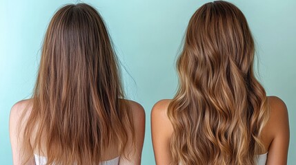 Transformation of Hair From Frizzy to Smooth With Defined Waves in Salon Setting Generative AI