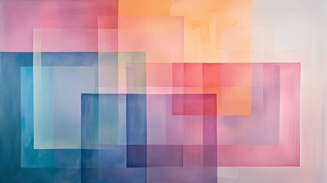 Overlapping rectangles create a soft and vibrant color field