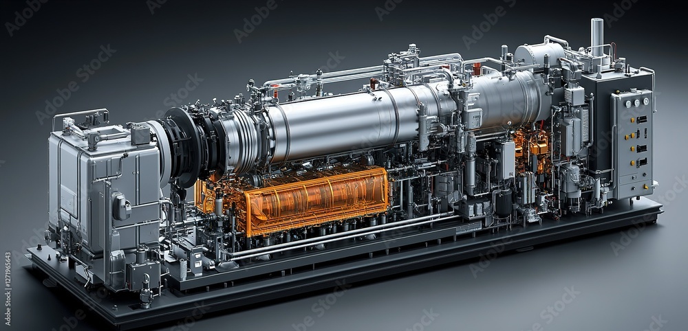 Poster advanced gas turbine engine demonstration showcasing intricate mechanical design and engineering inn