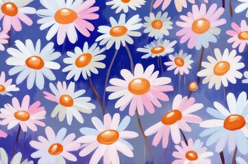 Obraz premium Vintage colorful fantasy dreamy abstract blooming botanical flowers seamless patterns illustration, nature theme concept texture design. 