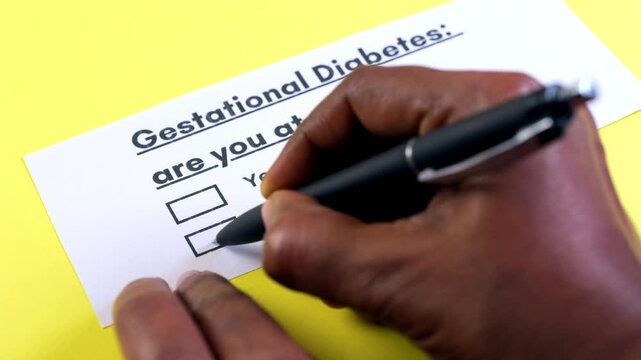 Filling out gestational diabetes screening form
