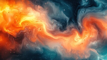 Abstract swirling fire and ice nebula art
