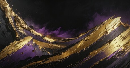 Distressed gold and purple hues on a dark black background with yellow undertones , yellow, distressed, dark