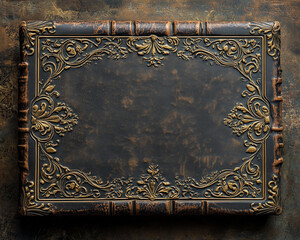 Vintage Leather Book with Golden Embossing, Timeless Classic