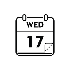 calender icon, 17 wednesday icon with white background