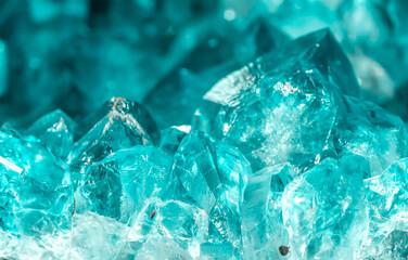 Aquamarine crystal mineral stone. Gems. Mineral crystals in the natural environment. Texture of precious and semiprecious stones. shiny surface of precious stone