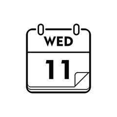 calender icon, 11 wednesday icon with white background
