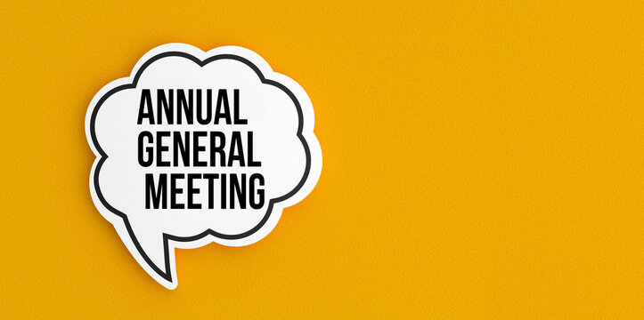 Annual general meeting text message on speech bubble