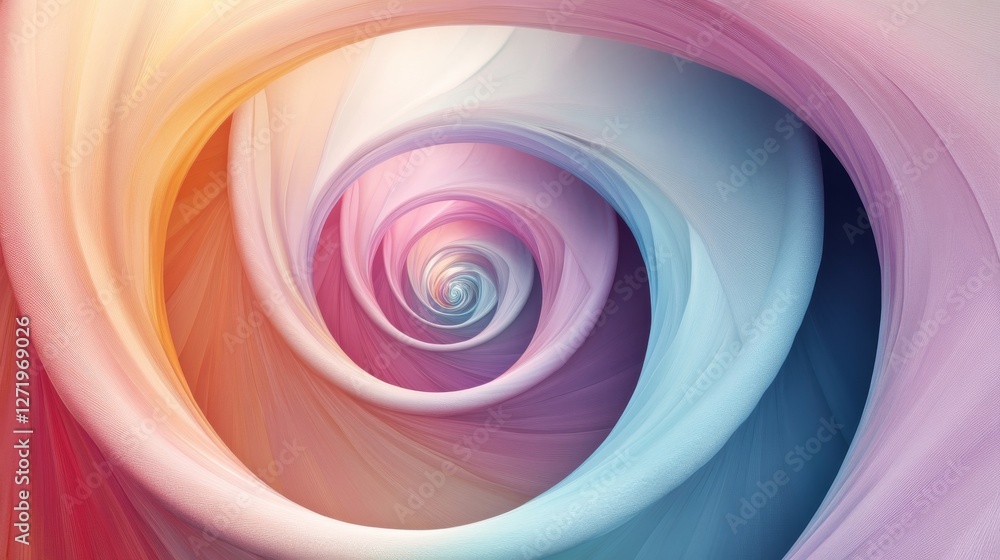 Poster multicolored abstract fractal design featuring a swirling vortex effect