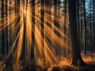 Obraz premium sun rays in the forest