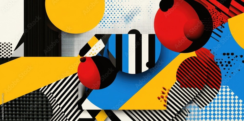 Poster abstract shapes and patterns creating a visually dynamic composition