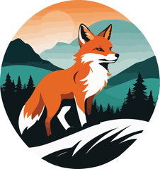Obraz premium Fox Illustration vector design, Fox logo and icon Design, Colorful Fox Head vector design