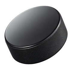 Black Hockey Puck 3D Render, Isolated on Transparent Background, Realistic Design, Sport Equipment, Hockey, Puck, 3D render