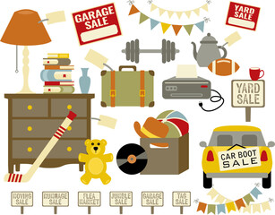 Set of Yard Sale Vector Clip Art