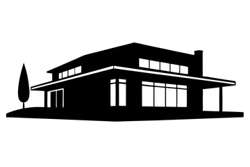 silhouette of a modern luxury villa
