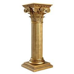 Golden Ionic Column, 3D Render, Isolated on Transparent Background, Antique Architecture, Classical Design, pillar, column, architecture