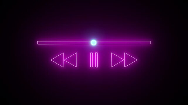 Glowing neon Music play bar icon or Music player scroll bar button animation, Music player scroll bar button with audio reactor, Sound audio equalizer animation