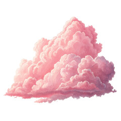 Pink Cumulus Cloud Digital Painting, Isolated on Transparent Background, Dreamy Pastel Sky, Cloud Illustration, Clouds, Pink, Digital Painting