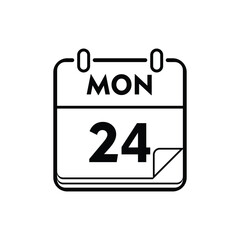 calender icon, 24 monday icon with white background