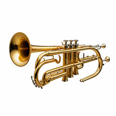 Naklejka premium High-quality stock photo of a golden trumpet isolated on a transparent background. 