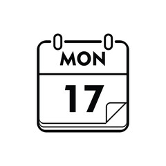 calender icon, 17 monday icon with white background