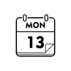 calender icon, 13 monday icon with white background