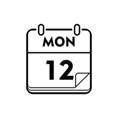calender icon, 12 monday icon with white background