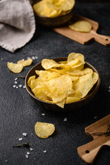 Crispy salty homemade potato chips