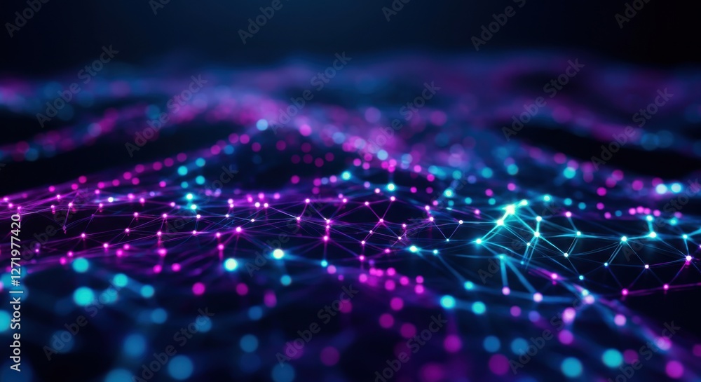 Aufkleber vibrant abstract network design with glowing nodes and lines representing data connections