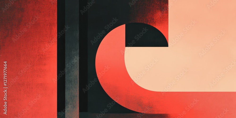 Wall mural abstract composition with geometric shapes in muted red tones