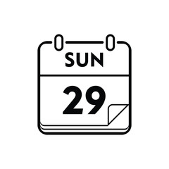 calender icon, 29 sunday icon with white background