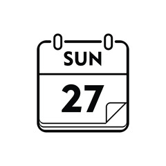 calender icon, 27 sunday icon with white background