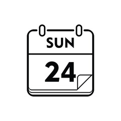 calender icon, 24 sunday icon with white background
