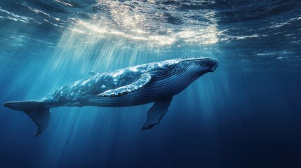 Fototapeta premium Whale under the water Wildlife concept
